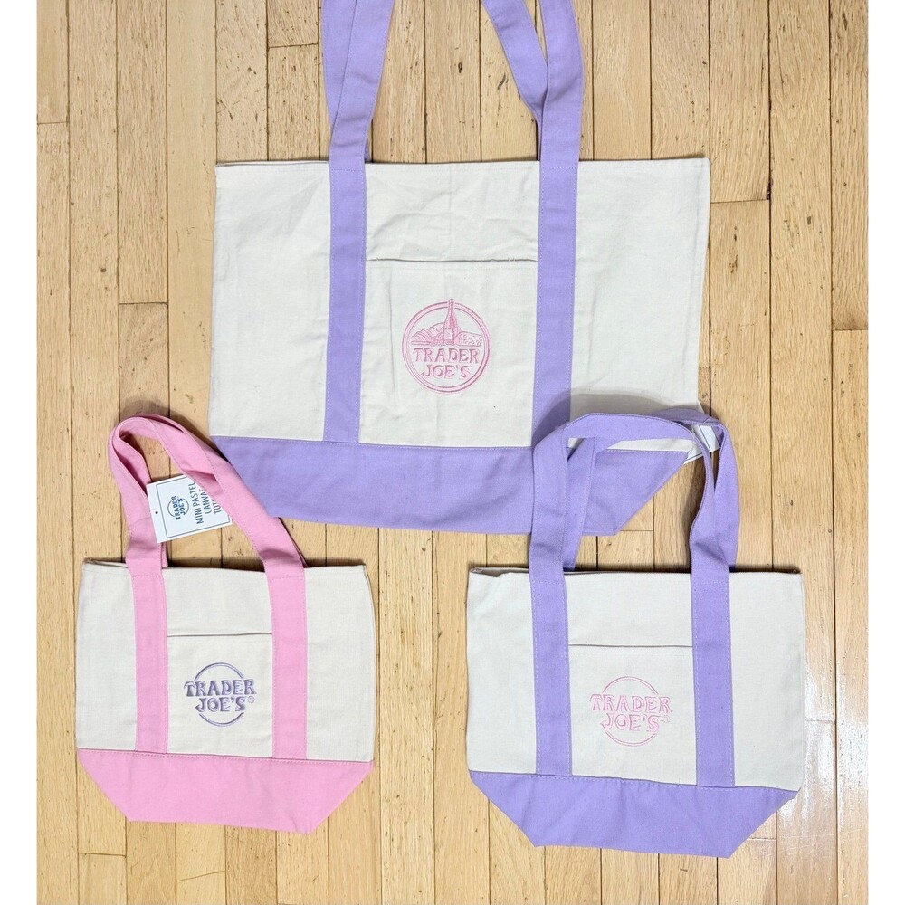 Mother’s Day Bundle of 3 Trader Joe's Canvas Tote bags 1 Large and 2 Mini